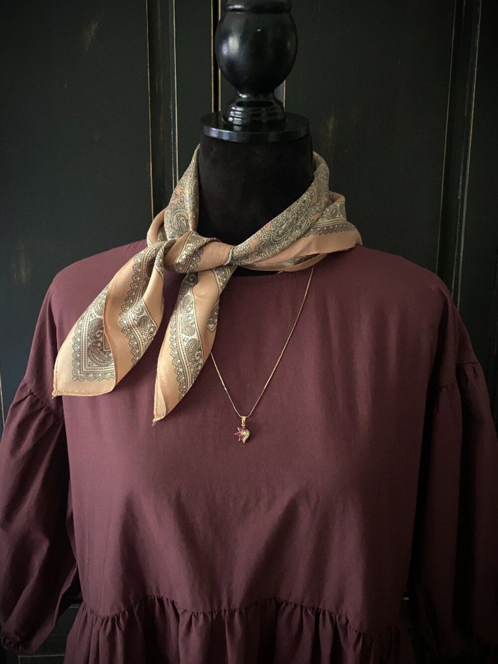 VINTAGE Paisley Square Silk Scarf | Approx. 23x23 inches